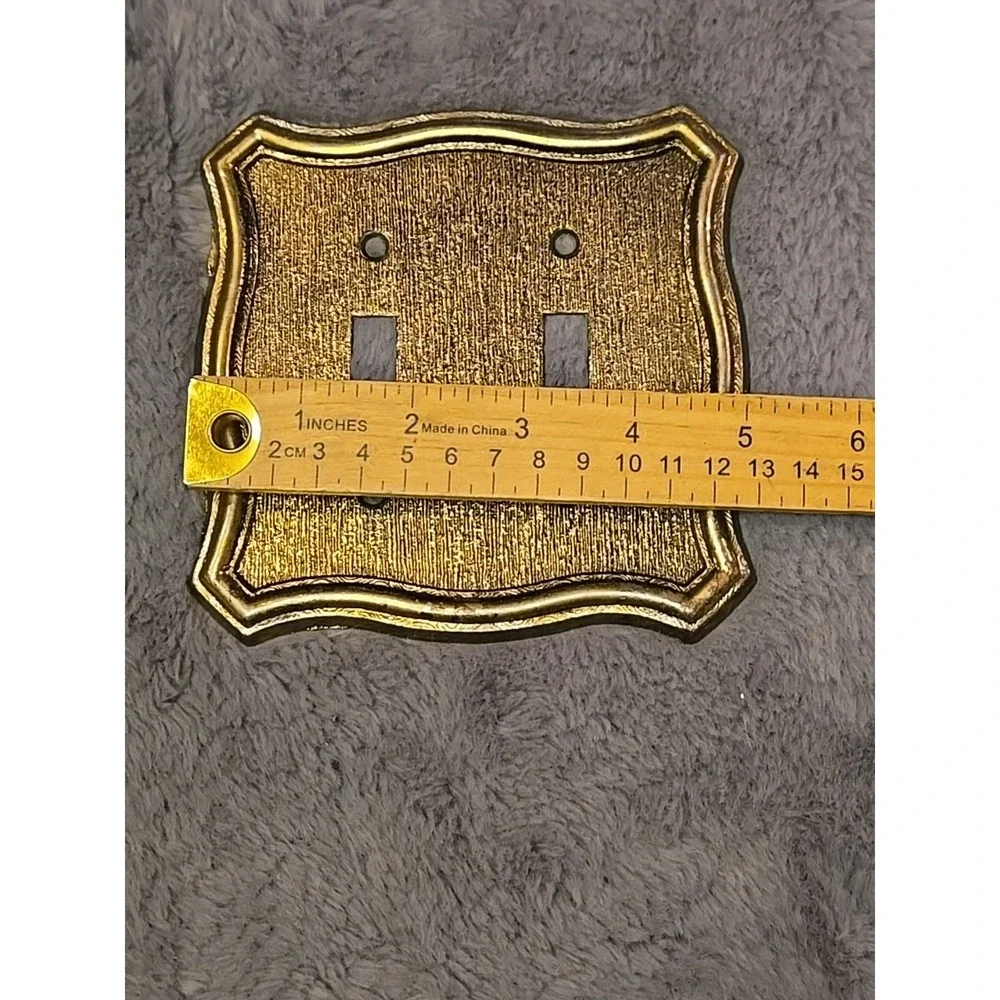 VTG Switch Plate Cover 1968 American Tack & Hardware Brass Double Ornate 2-Gang